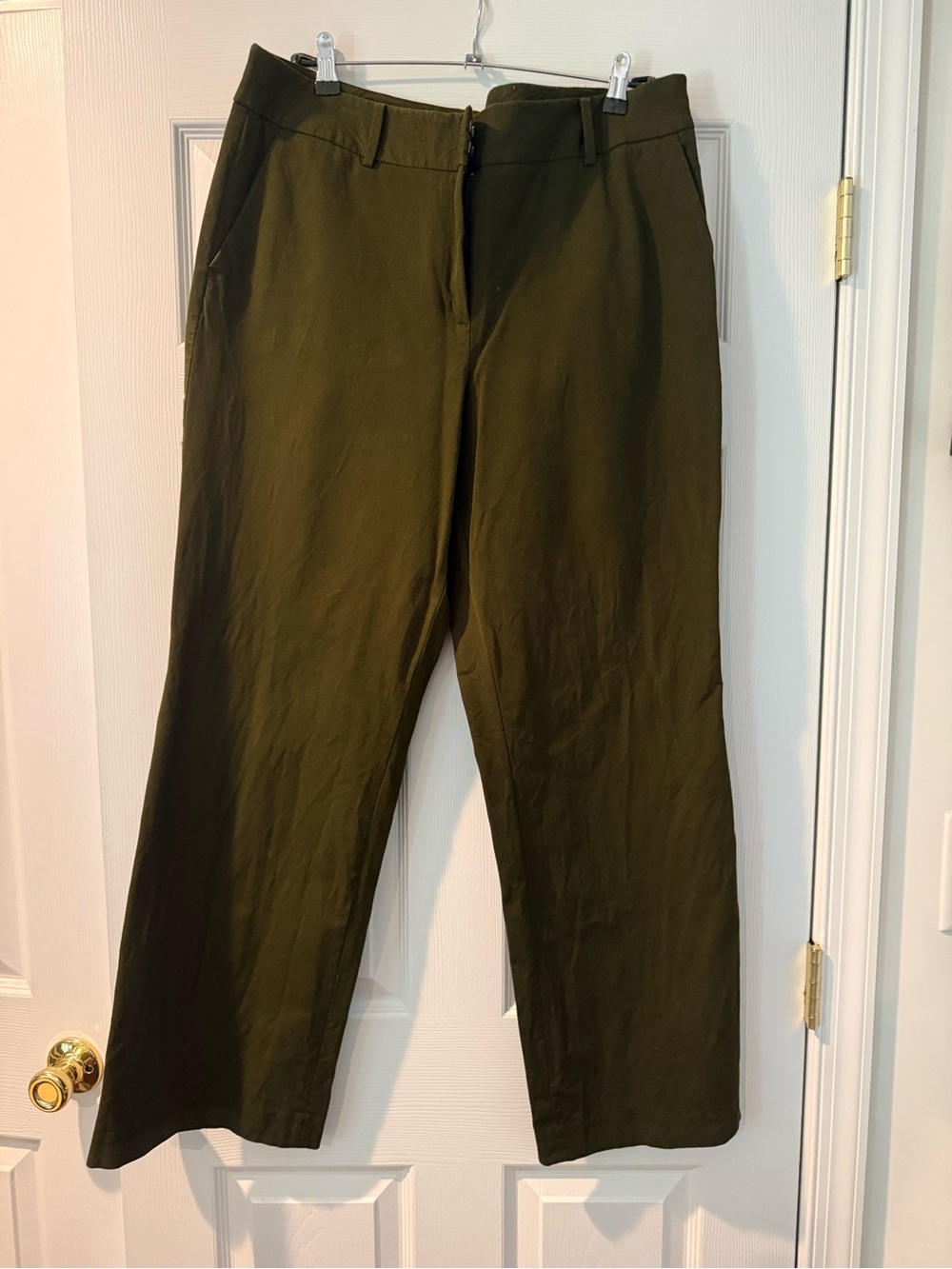 Talbots Newport Pants Size 16 Dark Olive Green Straight Leg Trousers